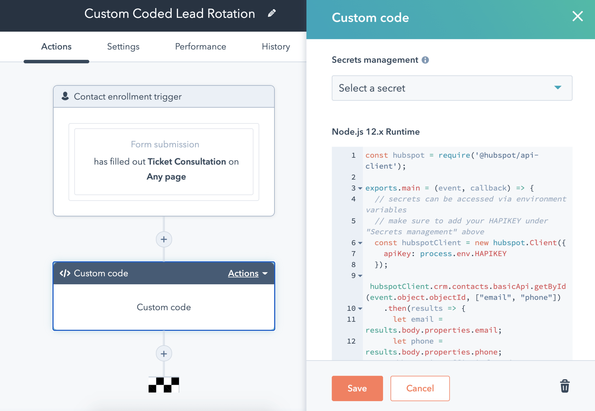 Custom Code of Hubspot Marketing Automation